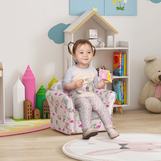 AIYAPLAY Kids Armchair with Flamingo Design, Wooden Frame, for Bedroom, Playroom, Kids Room - Pink--ChewyGames-ChewyGames