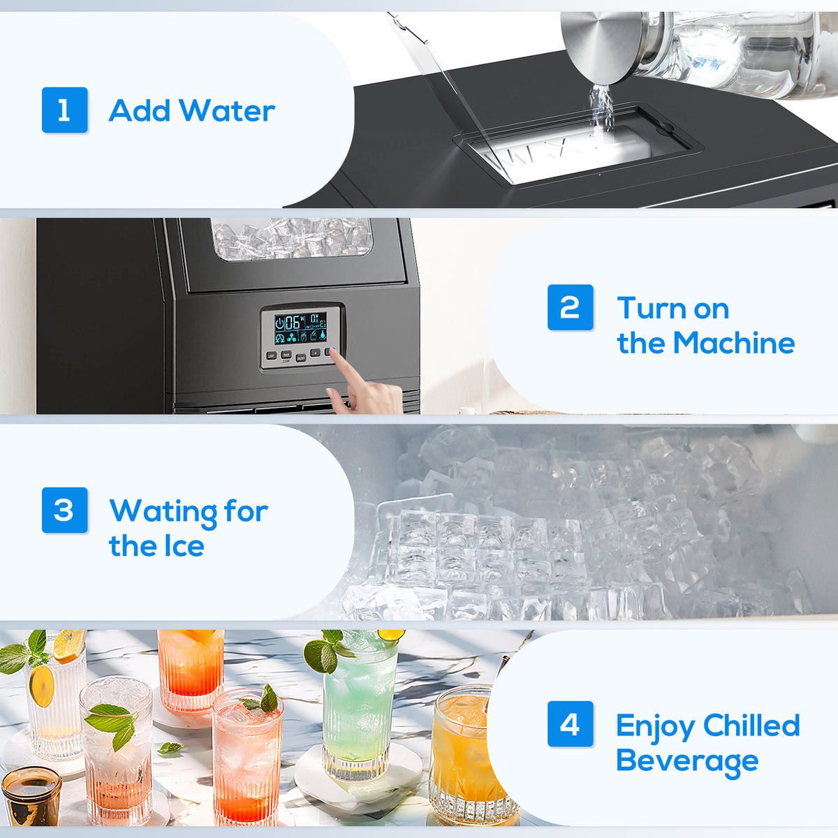HOMCOM Commercial Ice Maker with 4kg Ice Storage - Black