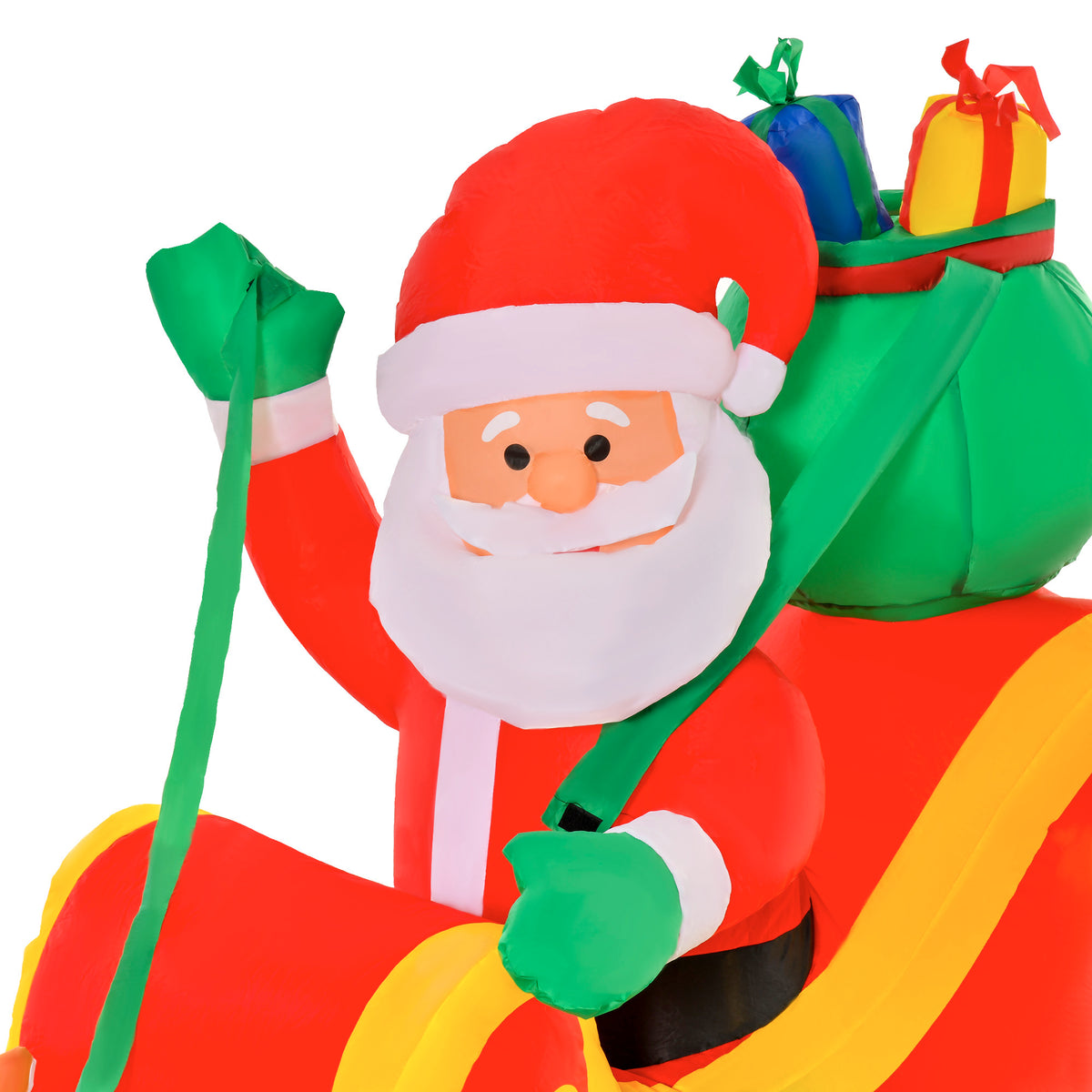 HOMCOM 8ft Christmas Inflatable Santa Claus on Sleigh, LED Lighted for Home Indoor Outdoor Garden Lawn Decoration Party Prop