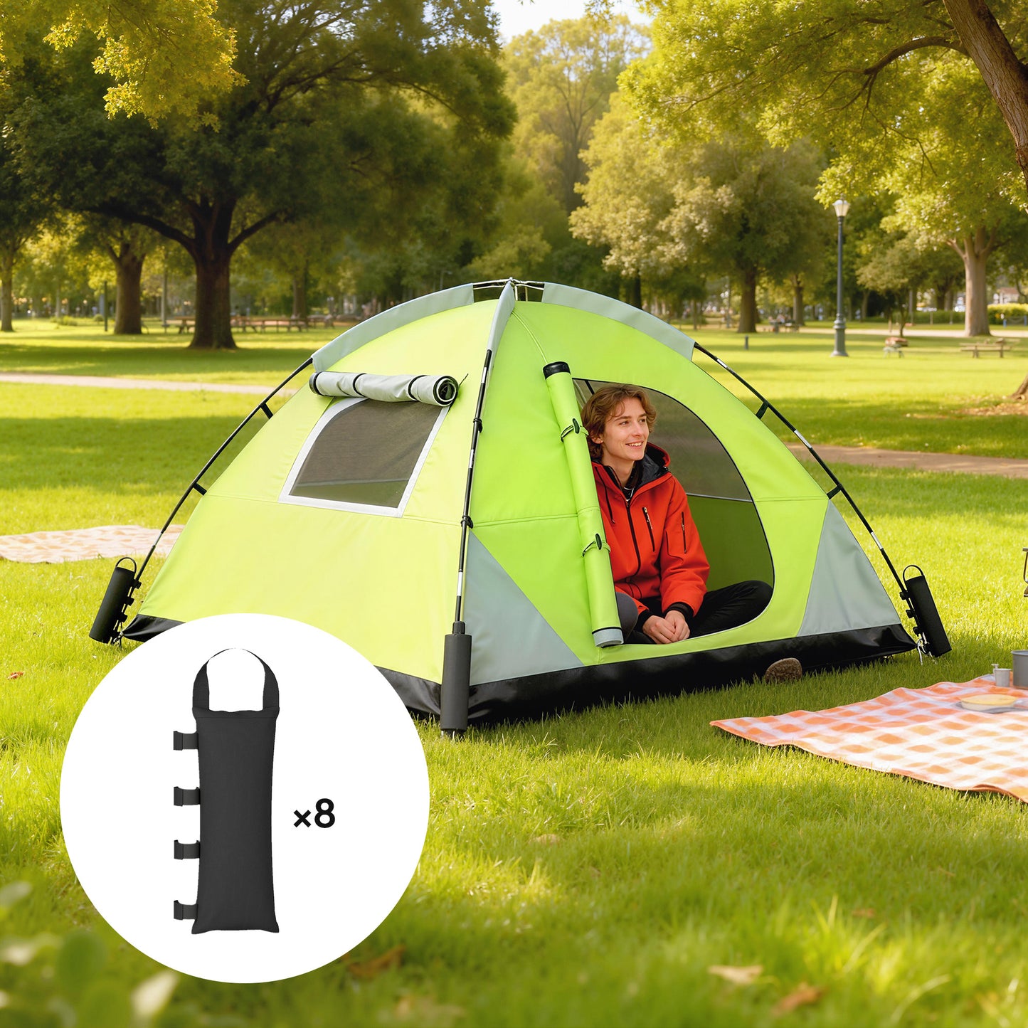 Outsunny 8 Pack Gazebo Sand Weights Bags, 40 kg 600D Heavy Duty Sand Bags Sandbags for Canopy Tent Legs, Without Sand, Black