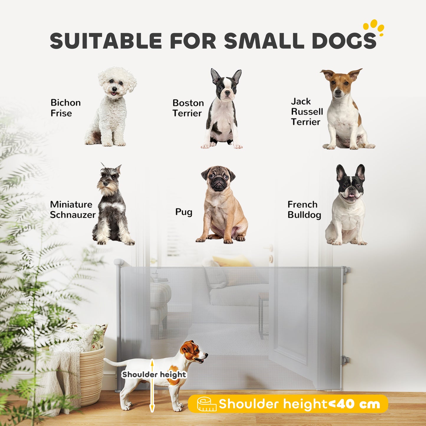 PawHut Retractable Stair Gate Extends Up to 140 cm Wide, Dog Gate for Doorways, Stairways, Hallways, Grey--ChewyGames-ChewyGames