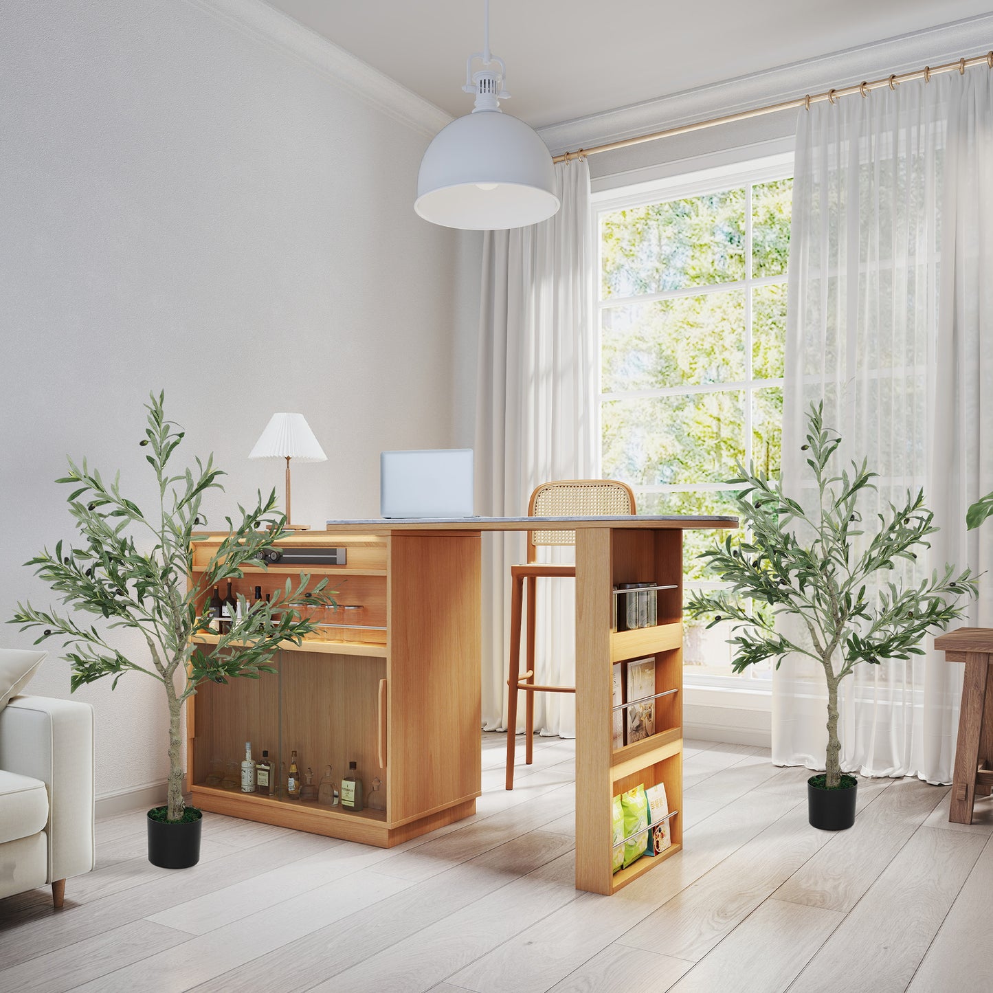 HOMCOM Set of Two Silk Leaf Artificial Olive Trees