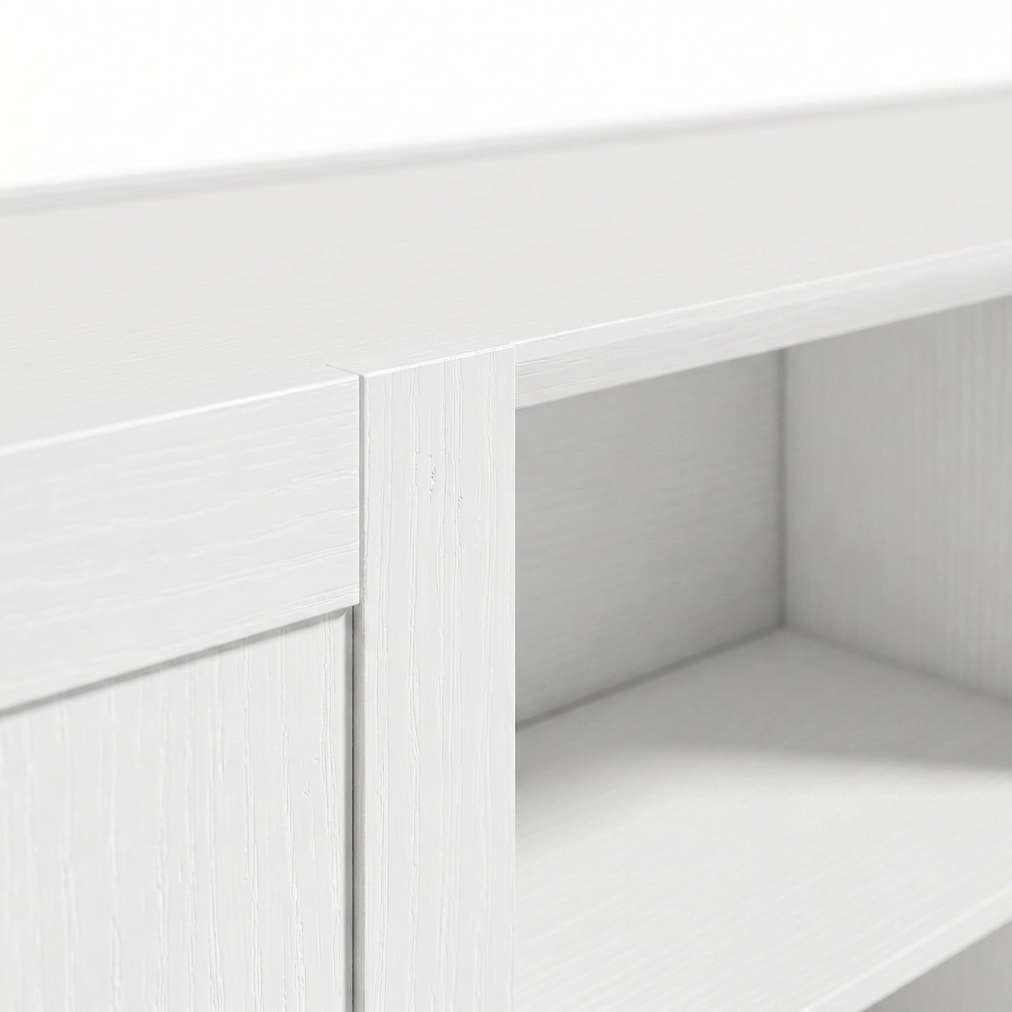 HOMCOM Sideboard Buffet Cabinet, 133 cm Storage Cabinet with 2 Open Shelves, 2 Cupboards and Soft Close Doors, White