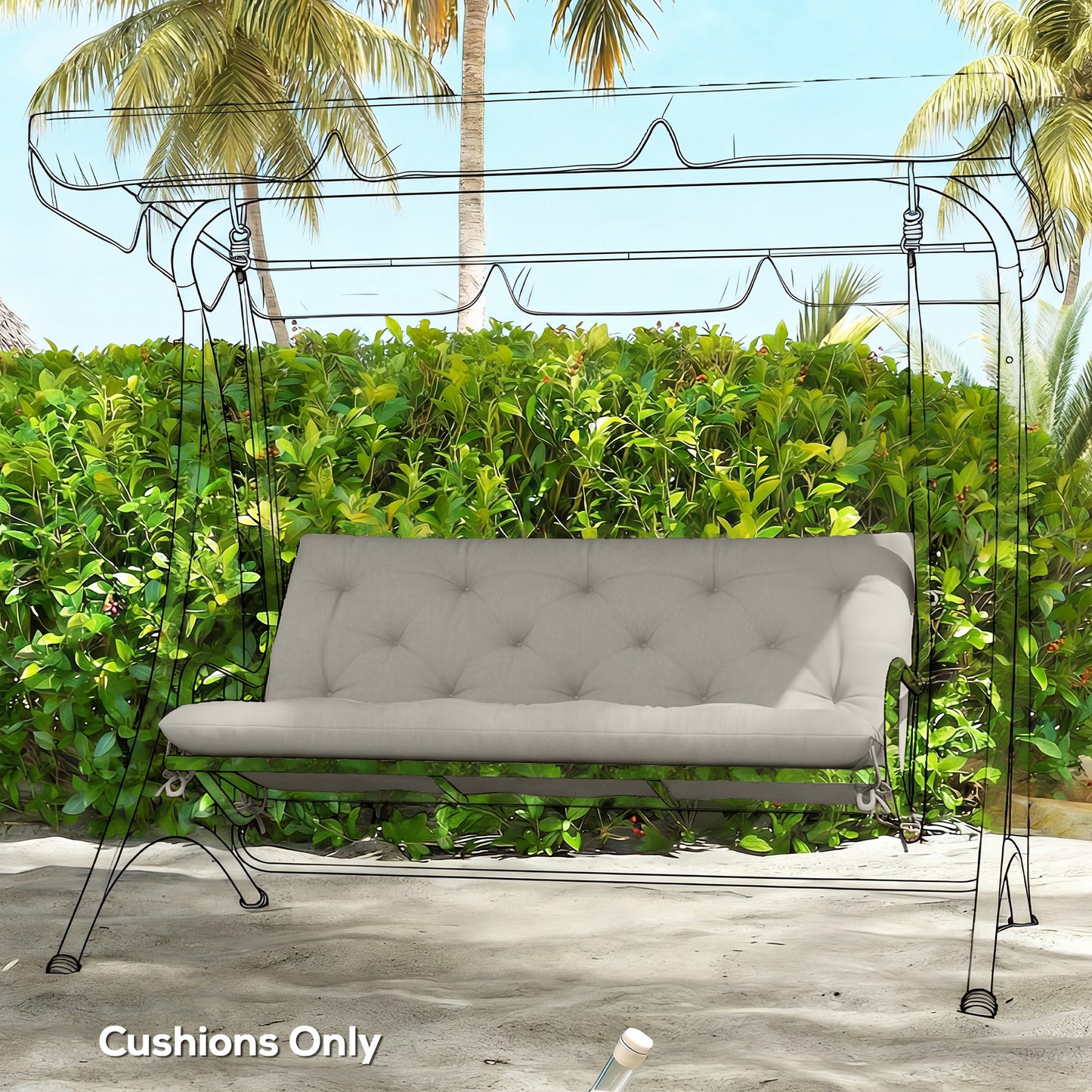 Outsunny Garden Bench Cushion, 2 Seater Swing Chair Cushion, Seat Pad with Ties for Indoor and Outdoor Use, 110 x 120 cm