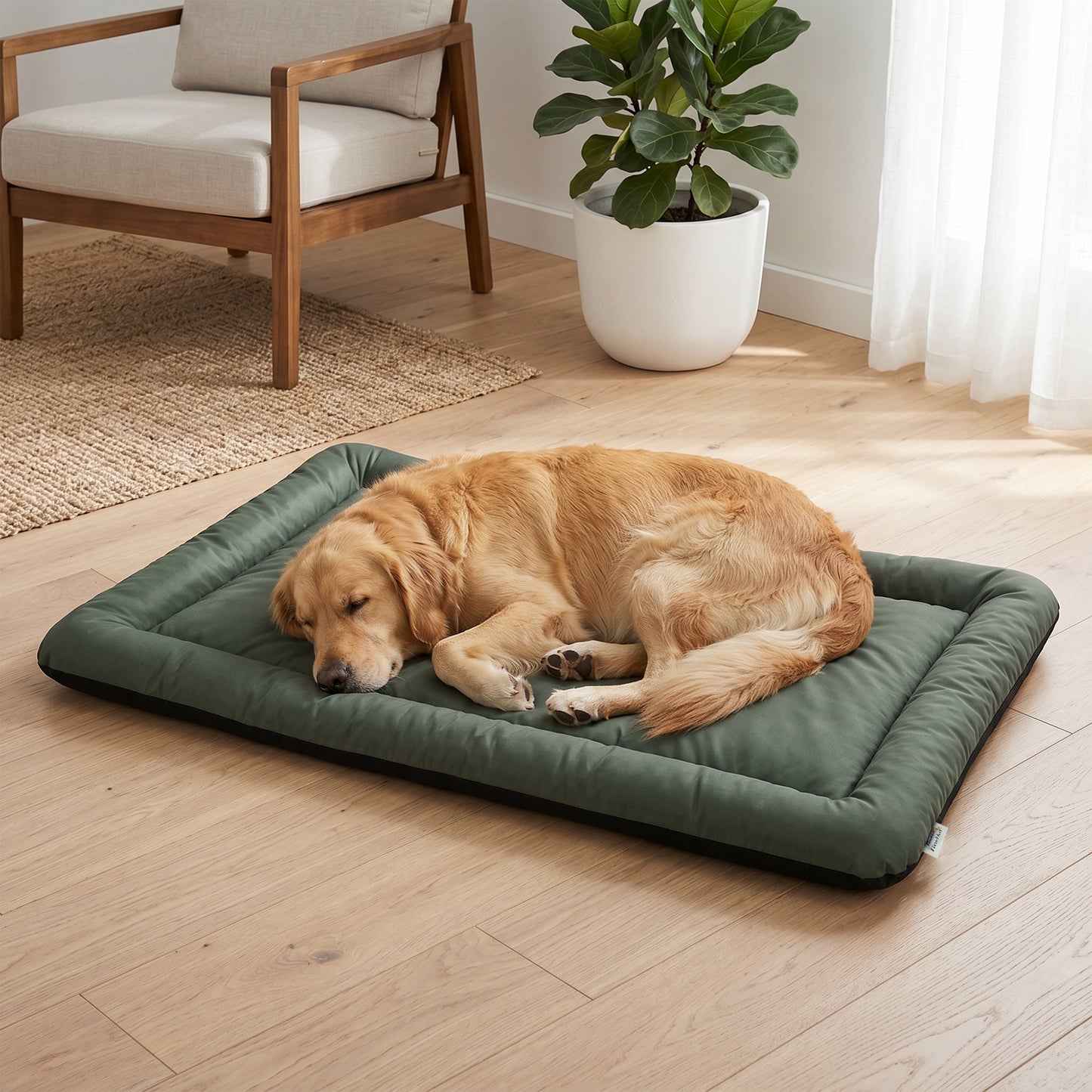 PawHut Waterproof Dog Bed, Foldable Pet Bed with Anti-Slip Bottom, Machine Washable for Large Dogs and Cats, 130 x 85 x 7 cm