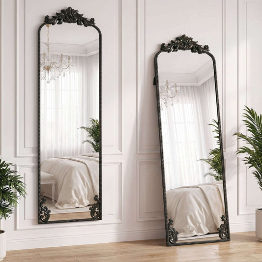HOMCOM Floor Mirror, 50 x 160 cm Full Length Mirror with Baroque Metal Frame for Bedroom, Living Room, Dressing Room, Black