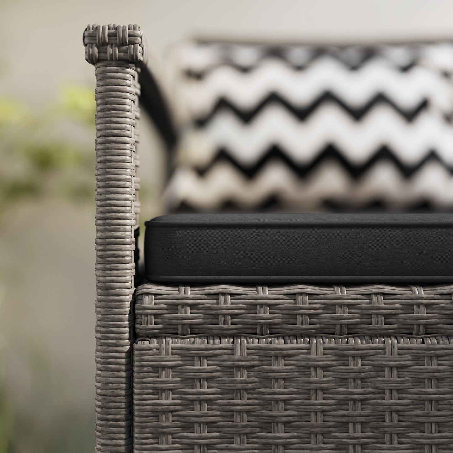 Outsunny 160L Storage Two-Seater Rattan Bench - Grey--ChewyGames-ChewyGames