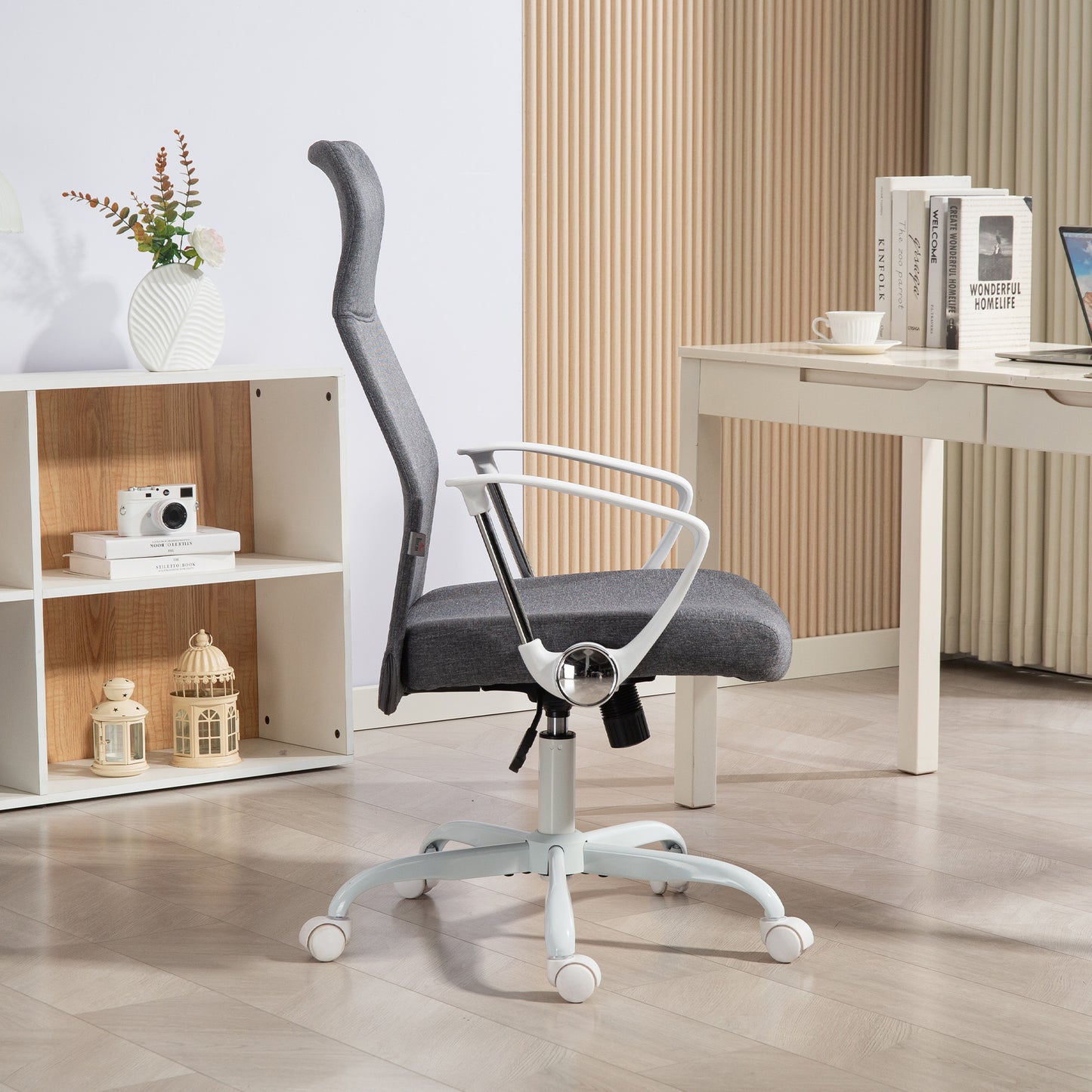 HOMCOM Fabric High Back Office Chair - Grey