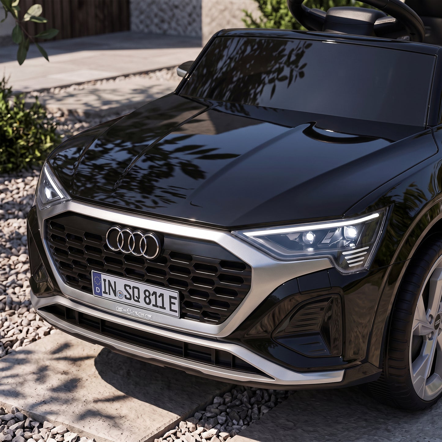 AIYAPLAY Audi Q8 etron Sportback Licensed Ride on Car with Remote Control, Four-Wheel Suspension, Soft Start for Ages 3-4, Black