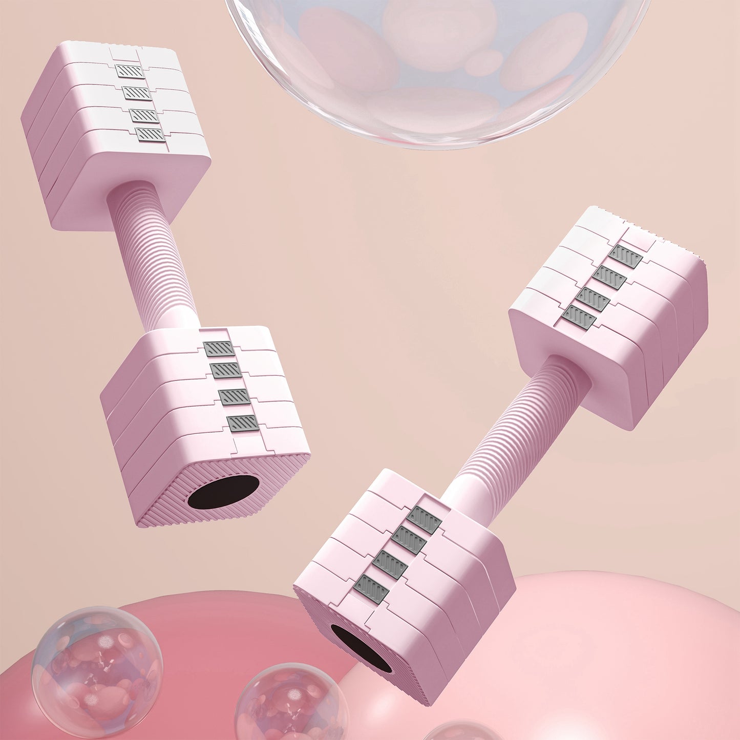 SPORTNOW Adjustable Dumbbell Set of 2, Each 1/2/3/4/5 kg Weight, 5-in-1 Weights Dumbbells Set with Non-Slip Handle, Pink