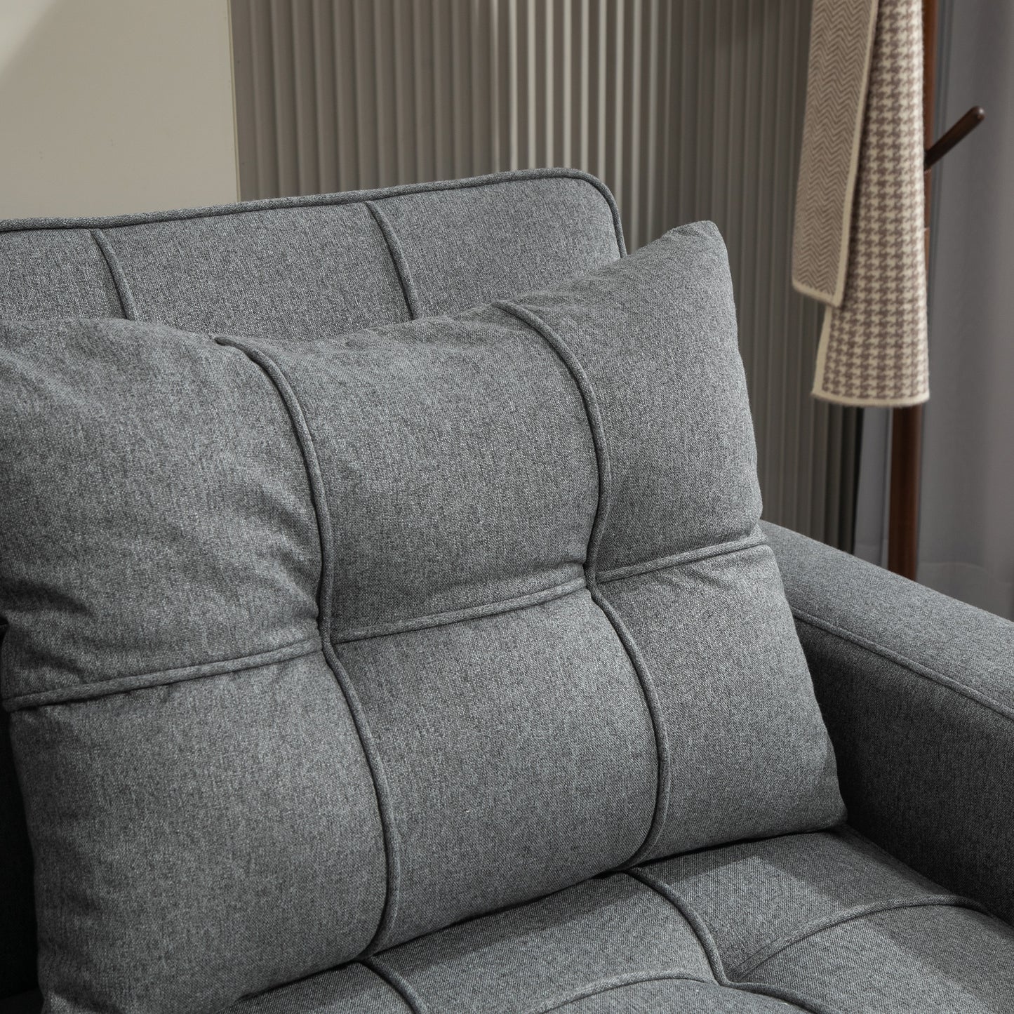 HOMCOM 2 Seater Sofa Bed Pull-Out Sofa Bed for Small Space - Charcoal Grey