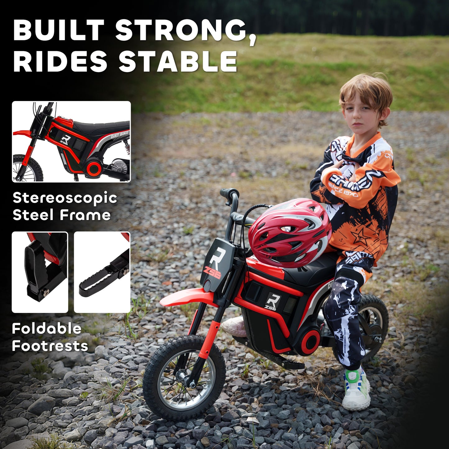 HOMCOM 24V Electric Motorbike 18km/h with Twist Grip Throttle, Enhanced Power and Extended Range - Red