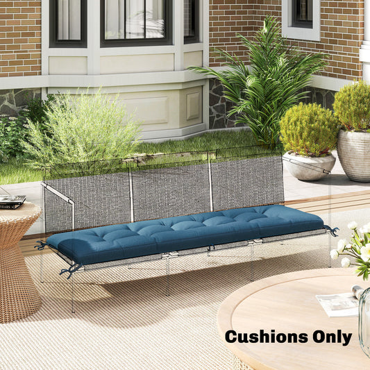 Outsunny Sun Lounger Cushion, Memory Foam Patio Chair Cushion with Ties, Outdoor Seat Pad Fits 190 x 60 cm Lounger, Blue