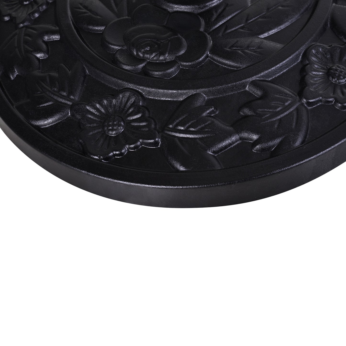Outsunny 9kg Resin Parasol Base, Half Round Umbrella Stand with Floral Design for Garden, Outdoor, Suitable Umbrella Rod: Φ3.8cm, Φ4.8cm, Black