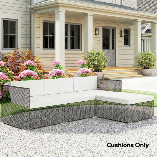 Outsunny 7-Piece Patio Furniture Cushions, Outdoor Loveseat Cushion with Removable Covers for Rattan Furniture, 60x60 cm, Cream