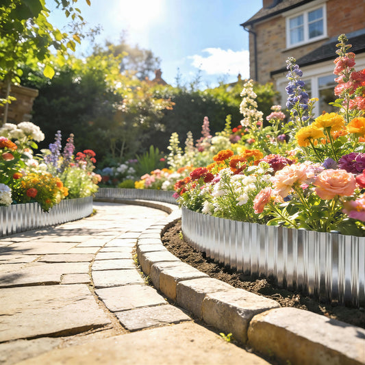 Outsunny Metal Garden Edging Border, 8 in x 21.3 ft Corrugated Heavy Duty Galvanised Steel Lawn Edging, Silver Tone--ChewyGames-ChewyGames