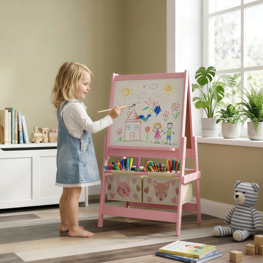 AIYAPLAY Three-In-One Kids Easel with Paper Roll, Art Easel, with Storage - Pink--ChewyGames-AIYAPLAY