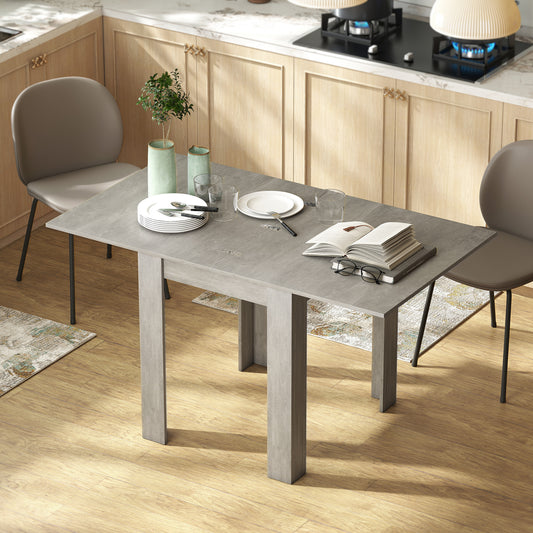 HOMCOM Folding Dining Table for 4-6, Rectangular Extendable Drop Leaf Table for Small Spaces, 140 x 80 x 77.5 cm, Grey