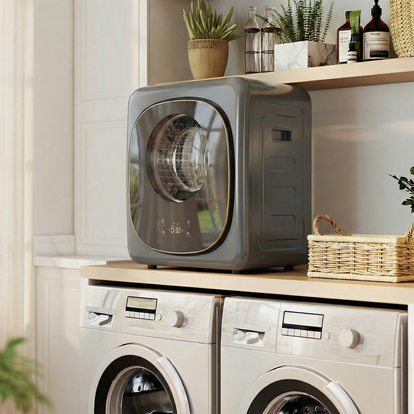 HOMCOM 4kg Vented Tumble Dryer with 5 Drying Mode, 800W Compact Freestanding Front Tumble Dryer, Grey