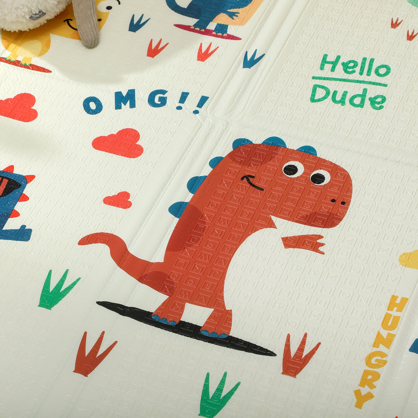 AIYAPLAY Dinosaur-Themed Baby Plat Mat Double Sided, Foldable, Water-Resistant for Outdoor/Indoor, 177 x 146 x 1.5cm--ChewyGames-ChewyGames