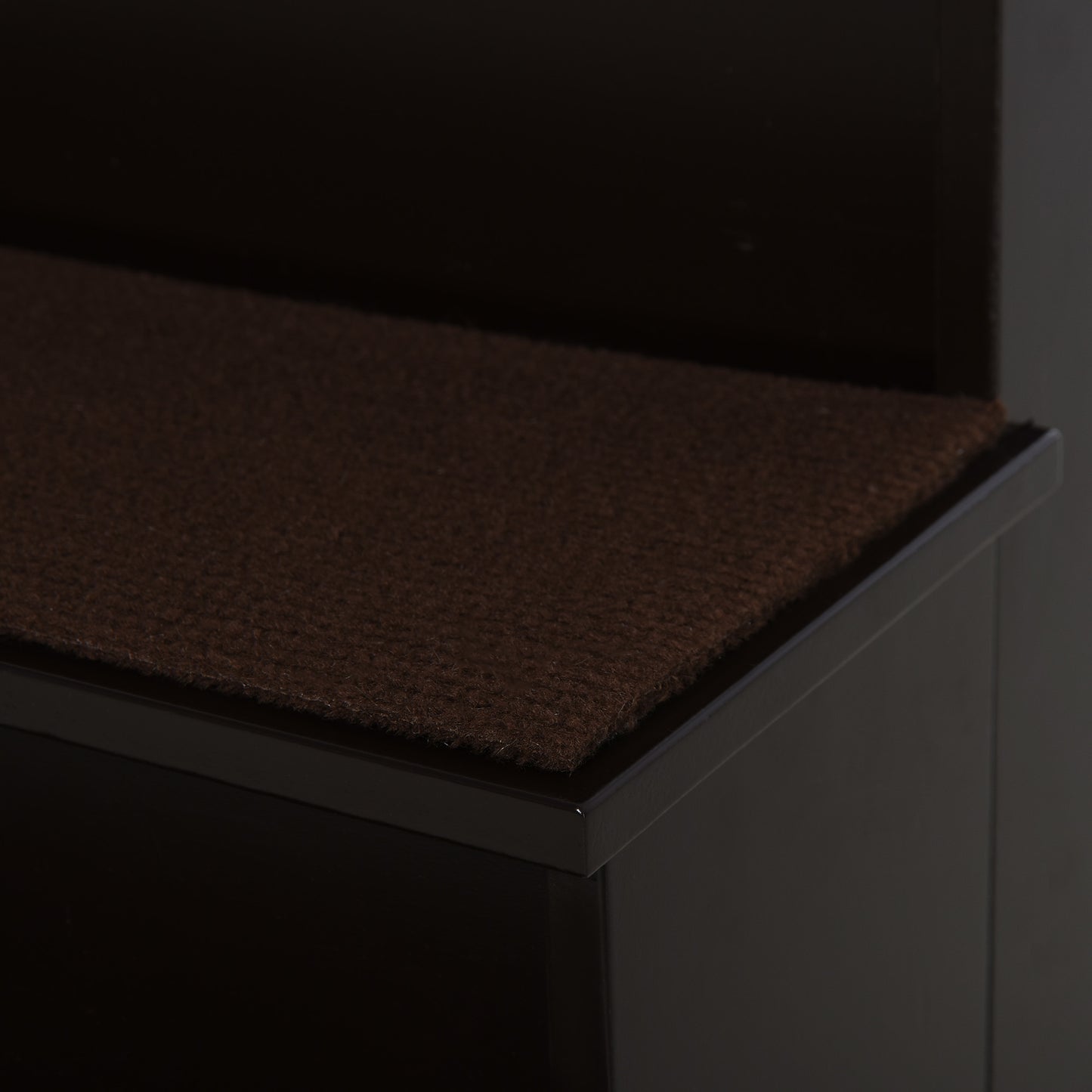 PawHut 4 Step Dog Steps for Bed, Wooden Dog Steps for Sofa, Pet Stairs for Bed Couch with Non-Slip Carpet for Cats and Puppies, 40 x 59 x 54.2 cm, Dark brown