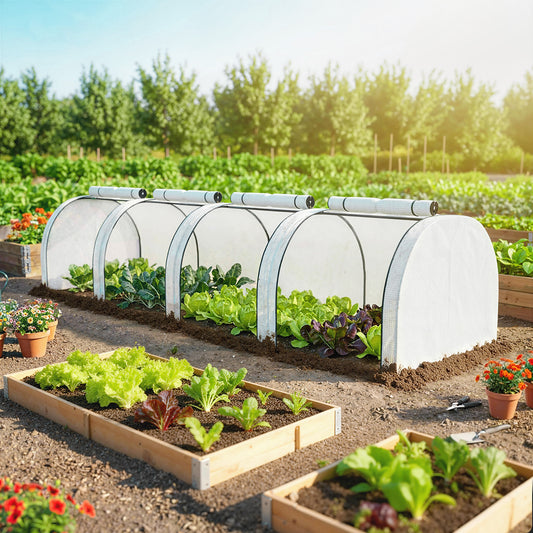 Outsunny 395 x 100 cm Low Tunnel Greenhouse - White