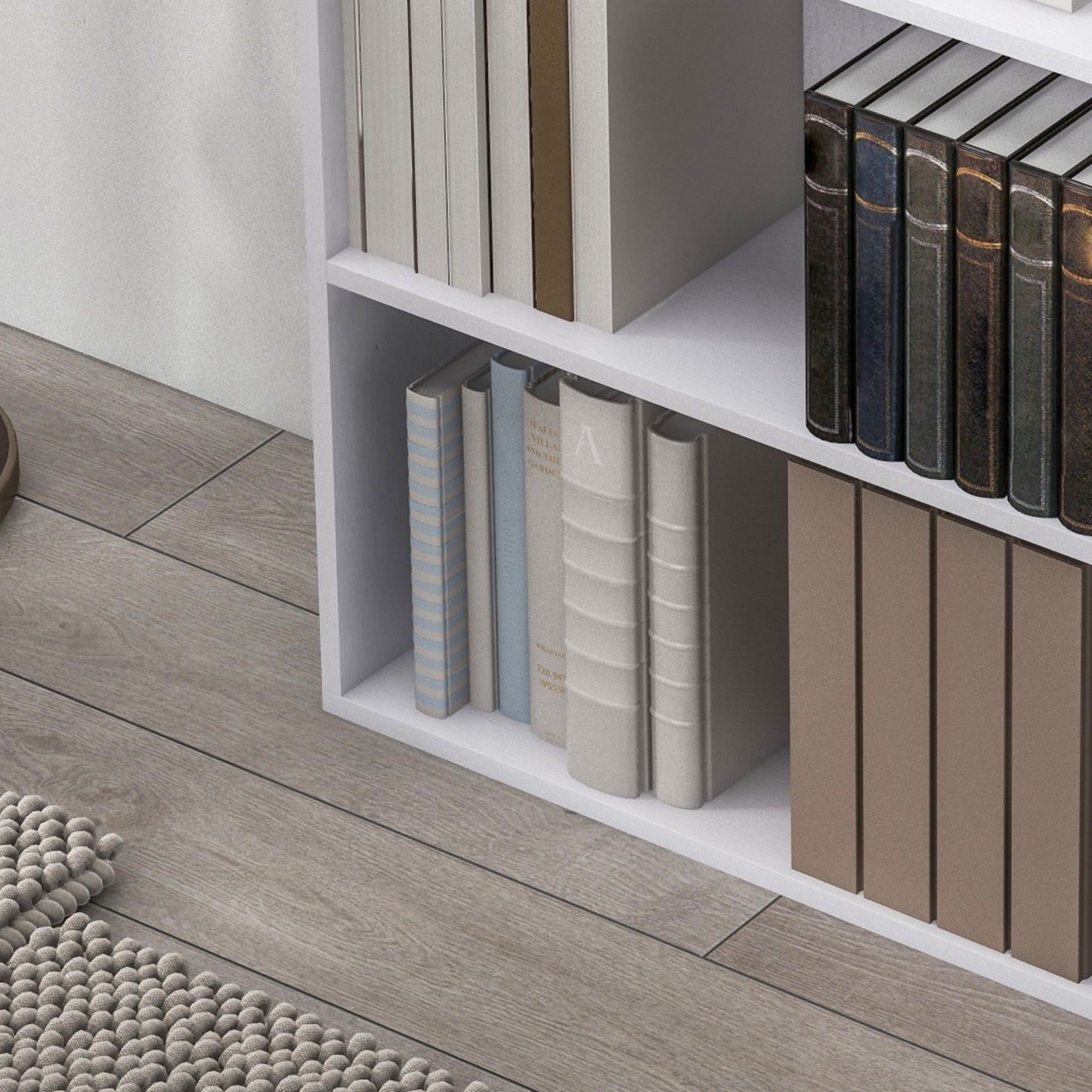 HOMCOM 2 Tier Bookshelf, Low Bookcase with Adjustable Shelf, 2 Compartments for Home Office, Living Room, Study, White-Rack Bookcases & Shelves-ChewyGames-ChewyGames
