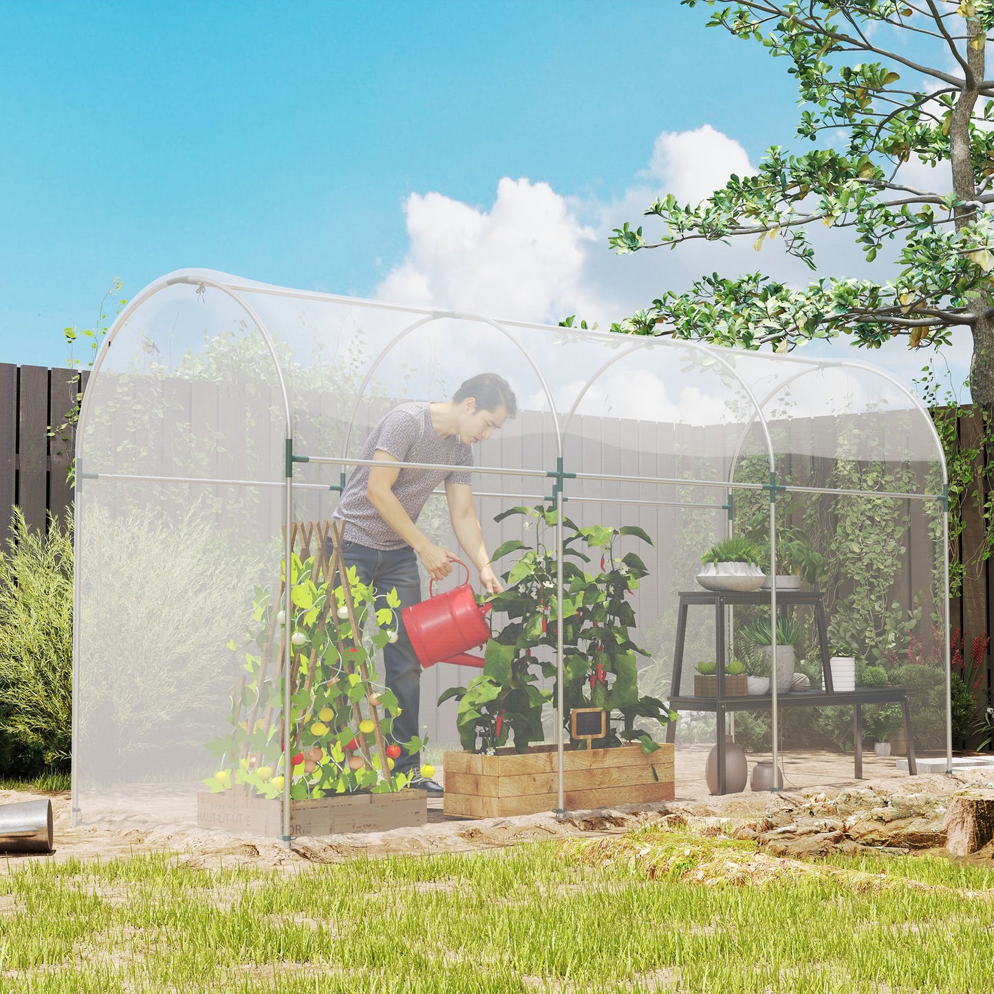 Outsunny 6 X 10m Heavy Duty (150um/6mil) Polypropylene Greenhouse Cover Replacement, UV Resistant Waterproof Plastic Polytunnel Cover, Clear