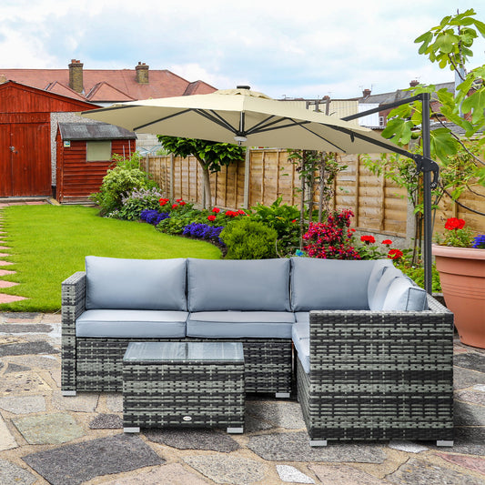 Outsunny Four-Piece Rattan Sofa Set with 11 Cushions, Steal Frame - Grey