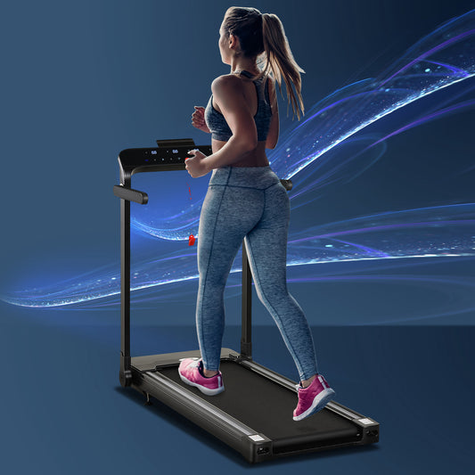 HOMCOM Folding Treadmill, 1.85HP Installation-Free Walking Jogging Running Machine, 12KM/H with 12 Pre-Programs and LED Display for Home Gym Office