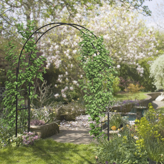 Outsunny 223cm Garden Arch Trellis, Outdoor Wedding Arbor for Ceremony for Climbing Roses, Vines and Plants--ChewyGames-ChewyGames