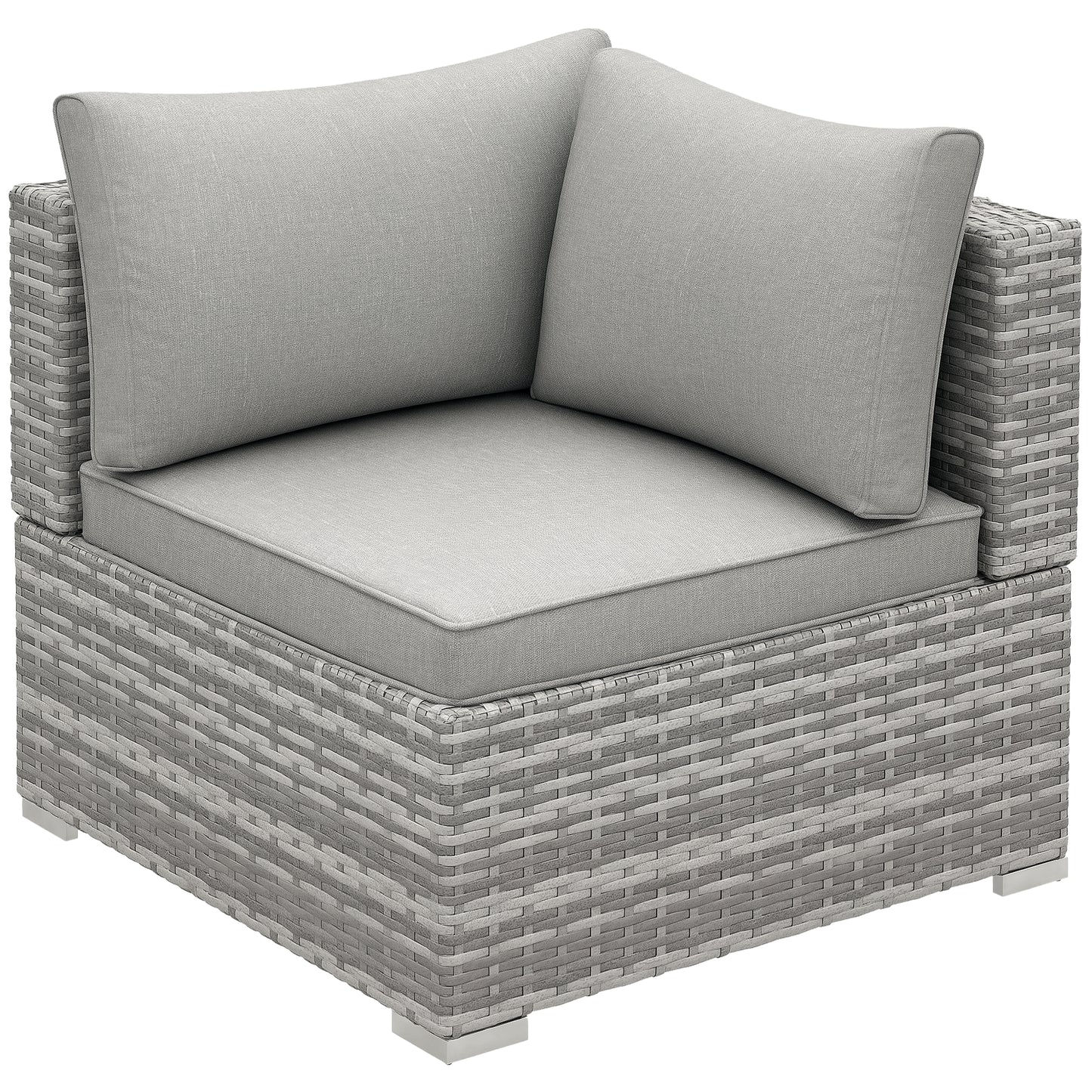 Outsunny Outdoor PE Rattan Corner Sofa, Garden Wicker Furniture Single Sofa Chair w/ Cushions, Light Grey--ChewyGames-ChewyGames