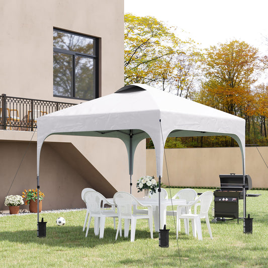 Outsunny 3 x 3(M) Pop Up Gazebo, UPF 50+ Foldable Canopy Tent with Wheeled Carrybag, 4 Leg Weight Bags, Height Adjustable Marquee Shelter 1 person easy setup for Outdoor Garden Patio Party, White--ChewyGames-ChewyGames