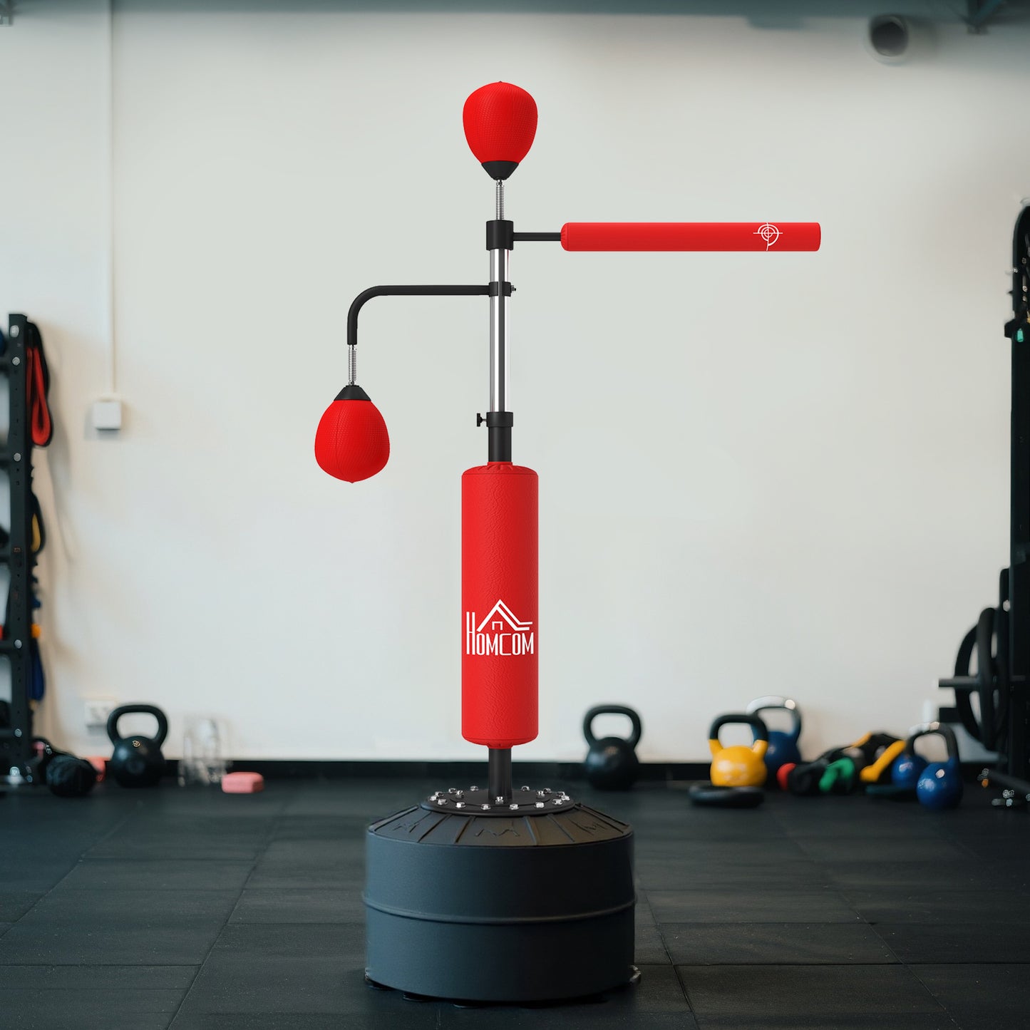 HOMCOM 4-in-1 Boxing Punching Bag, Freestanding with 2 Speed Bals, 360° Reflex Bar, 160-230cm Adjustable Height, Red--ChewyGames-ChewyGames