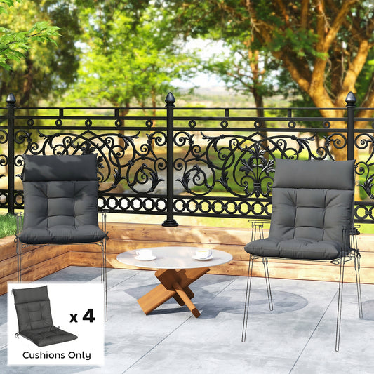Outsunny Patio Chair Cushions Set of 4, Waterproof Non-Slip Lounge Chair Cushions, 112x53cm, Dark Grey--ChewyGames-ChewyGames