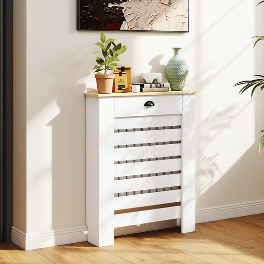 HOMCOM 95.5H x 78Wcm Radiator Cover, with Drawer - White--ChewyGames-ChewyGames