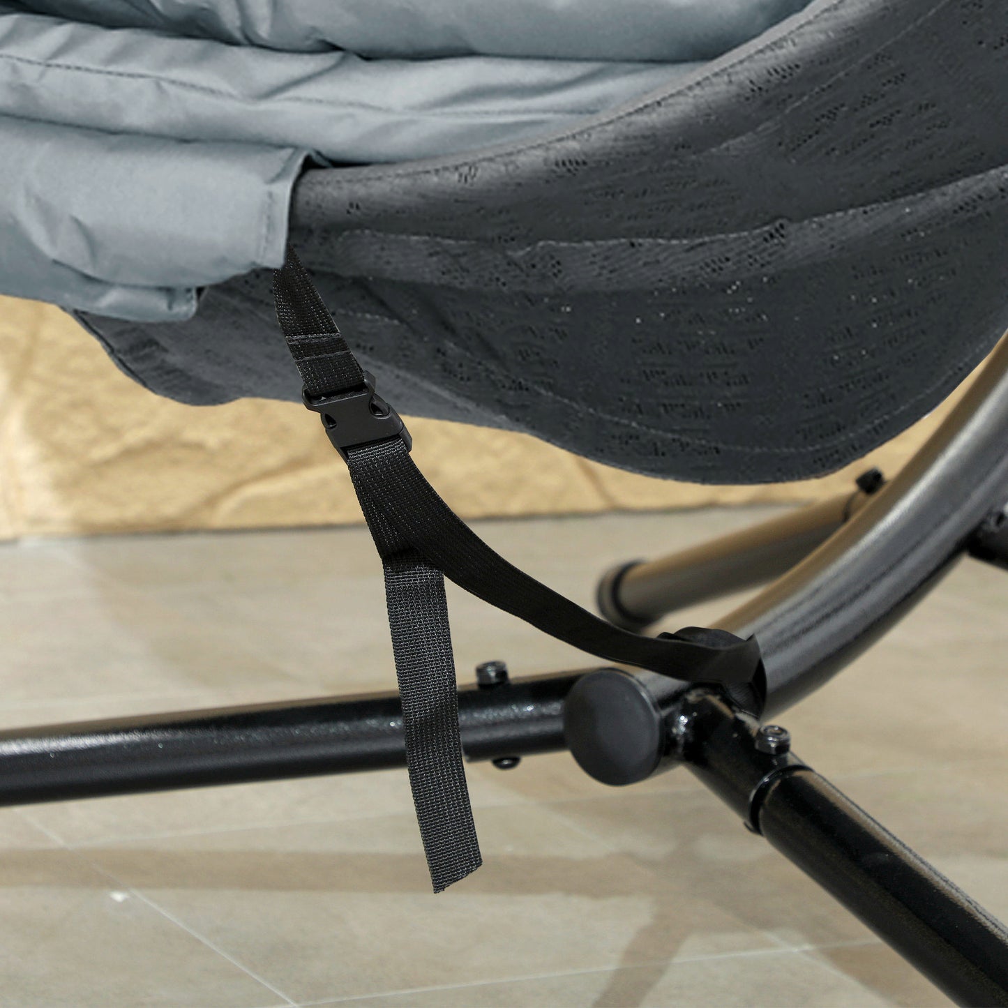 Outsunny Round Egg Basket Chair, with Steel Stand, Charcoal Grey