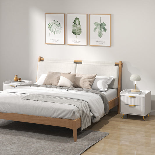 HOMCOM Elegant Two-Drawer Bedside Table Set of 2 - White--ChewyGames-ChewyGames