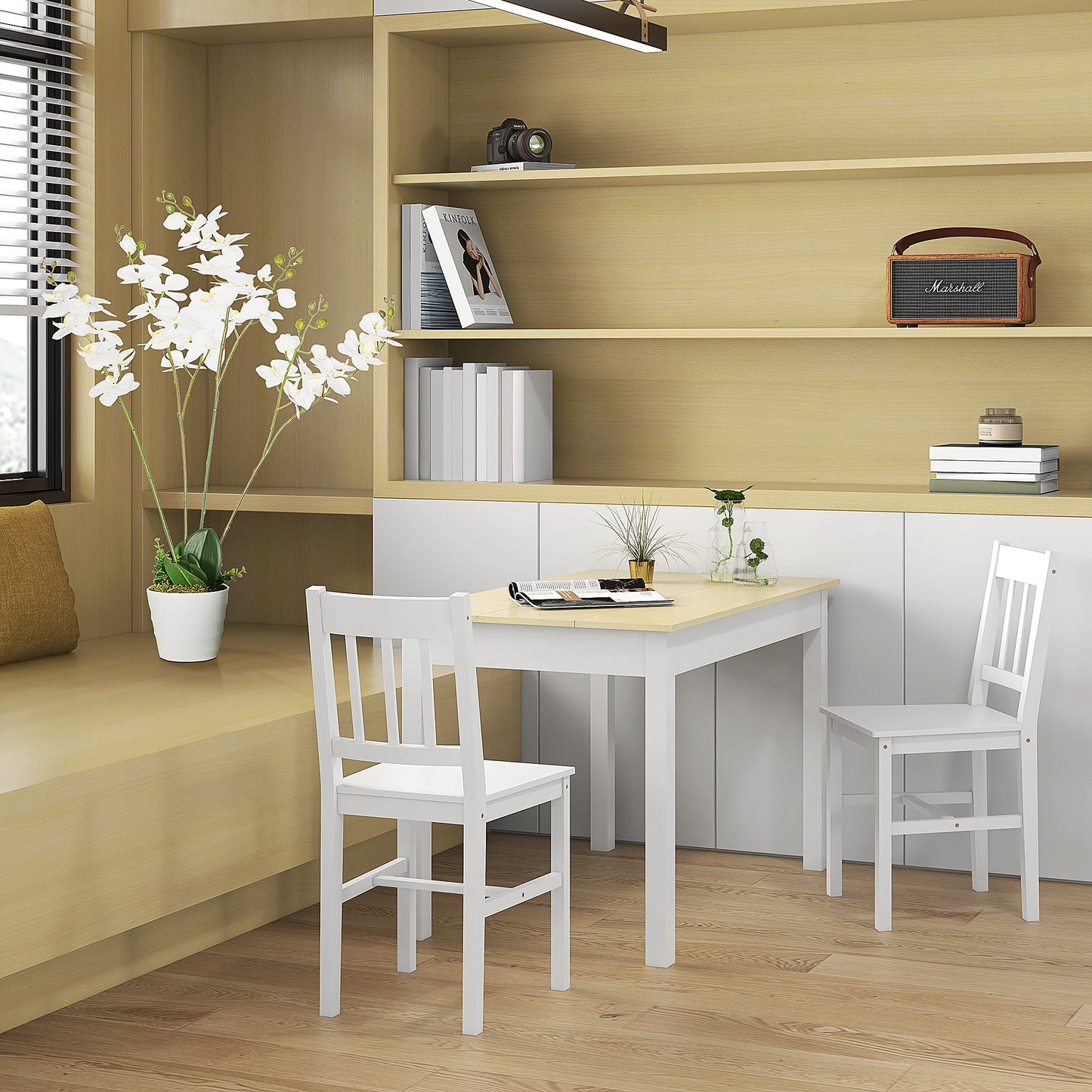 HOMCOM Dining Table for 4 to 6, Modern Kitchen Table with Wood Effect Tabletop, Thick Legs, 120L x 70W x 75Hcm, for Dining Room, Kitchen, Living Room, Oak