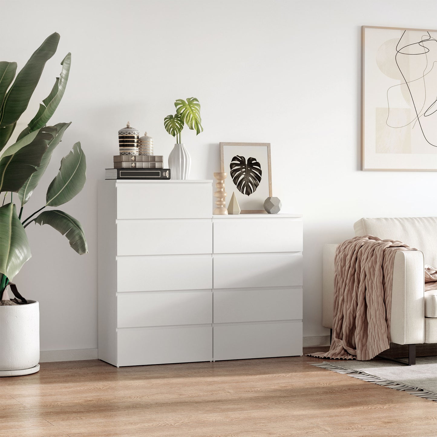 HOMCOM Chest of Drawers, 4-Drawer Storage Cabinets, Modern Dresser, Storage Drawer Unit for Bedroom