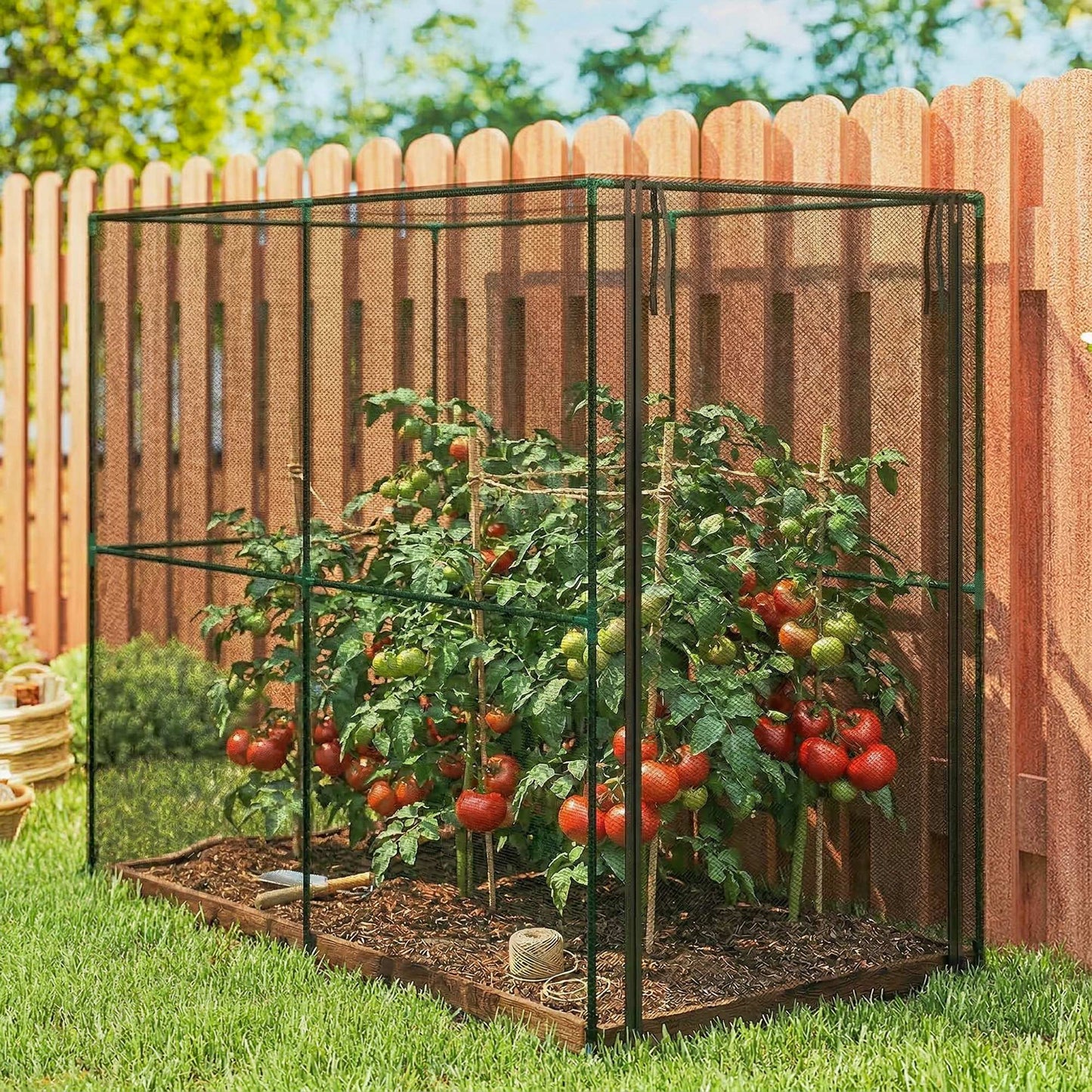 Outsunny Fruit Cage Bird Netting, Brassica Cage Plant Protection Tent with Zipped Door, Anti Bird, Insects, Small Animals, Black