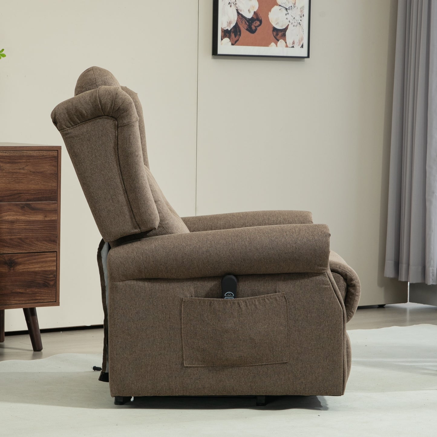 HOMCOM 45° Lifting Riser and Recliner Armchair - Dark Brown