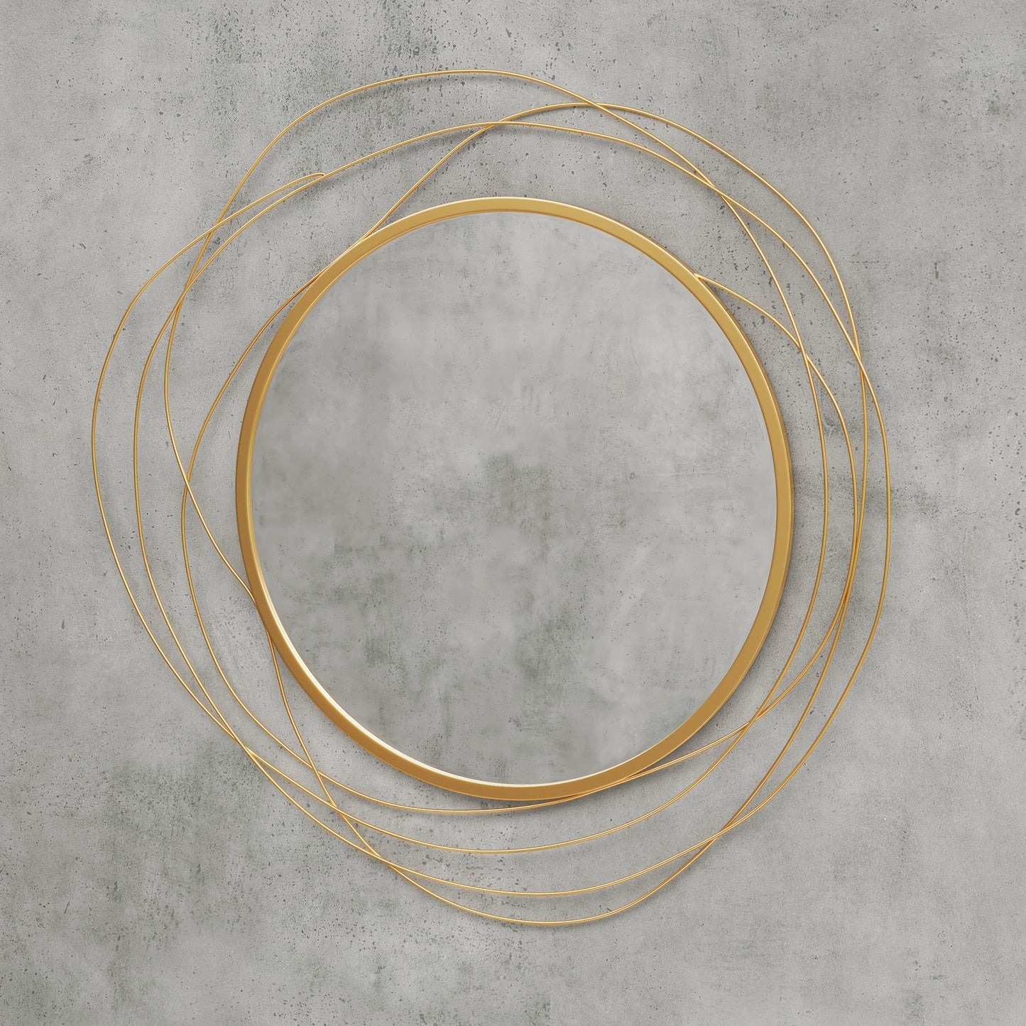 HOMCOM Abstract Metal Wire Wall Mirror, with Accessories - Gold Tone