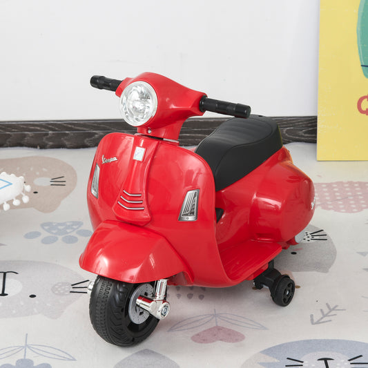 HOMCOM Vespa Licensed 6V Kids Electric Motorbike Ride On Motorcycle Battery Powered for 18-36 Months with Horn Light Red