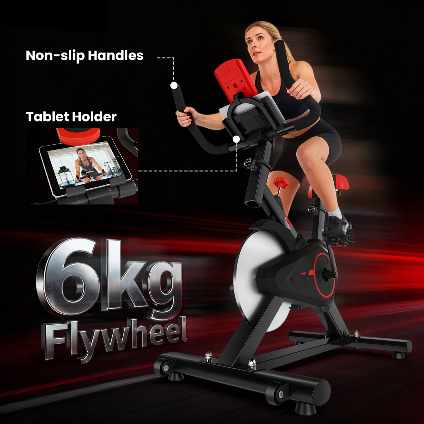 HOMCOM Indoor Upright Exercise Bike Machine, with Adjustable Seat, Resistance, Handlebar, LCD Display
