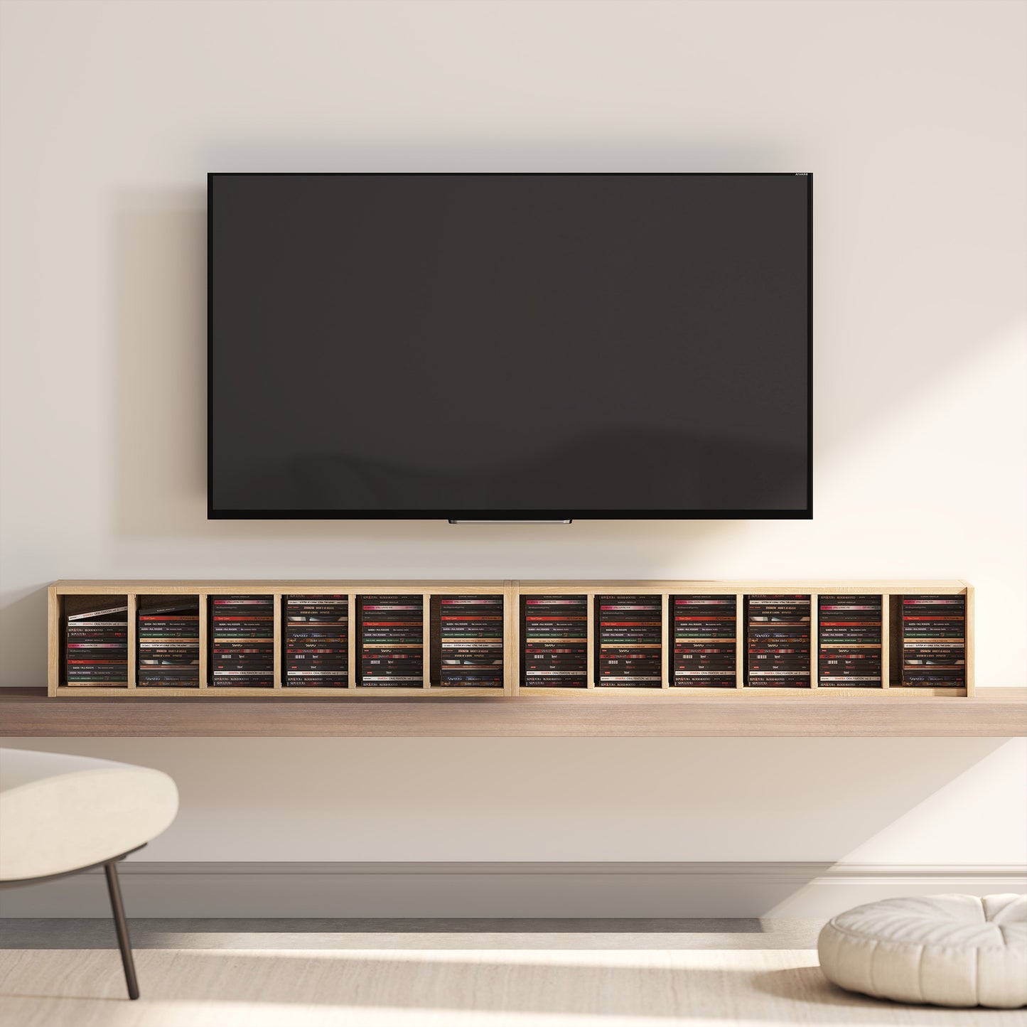 HOMCOM Set of 2 CD Media Display Shelf Unit Tower Rack with Adjustable Shelves, Oak