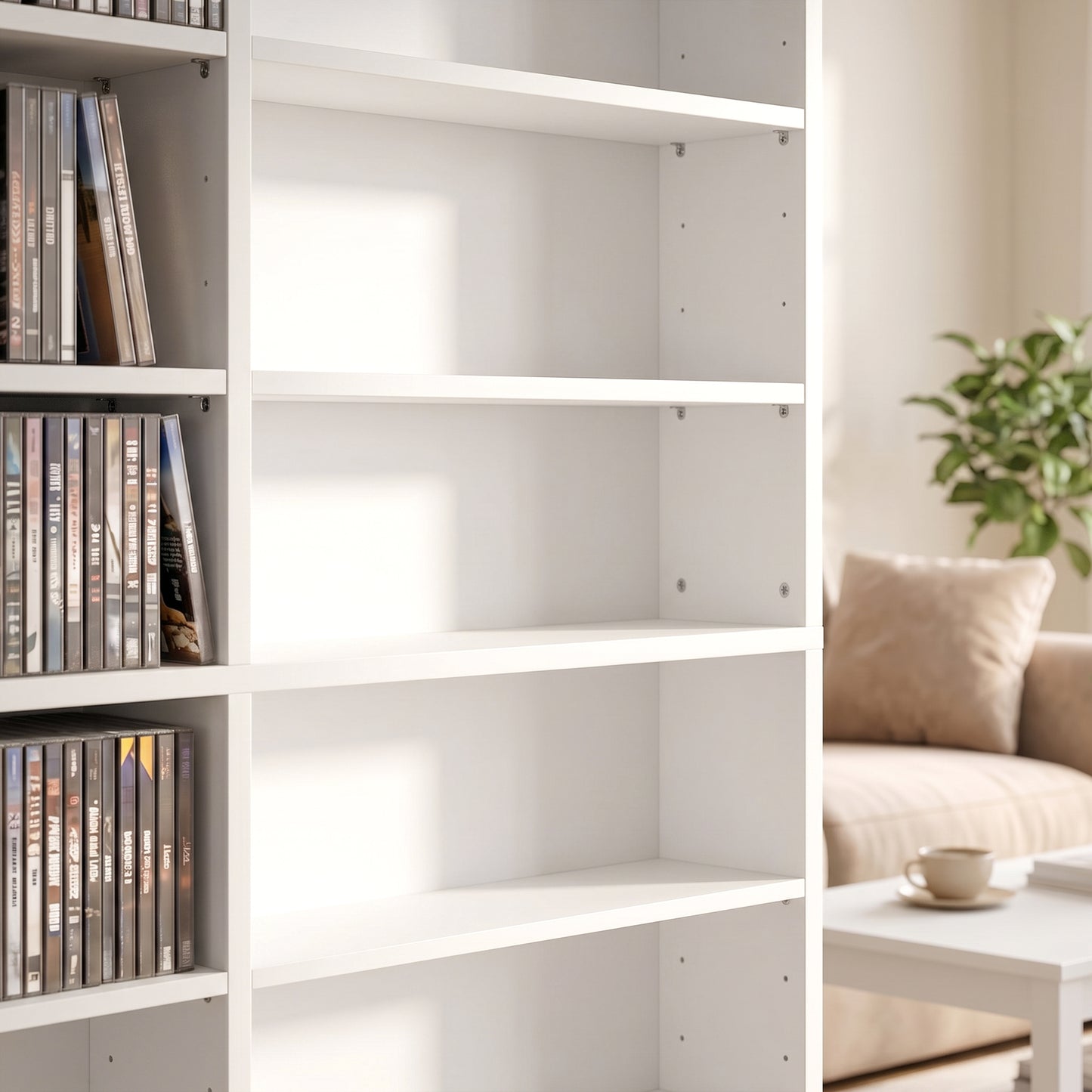 HOMCOM 1032 CD/594 DVD Storage Unit, Blu-ray Media Storage Shelf with 24 Compartments and 18 Adjustable Shelves, White