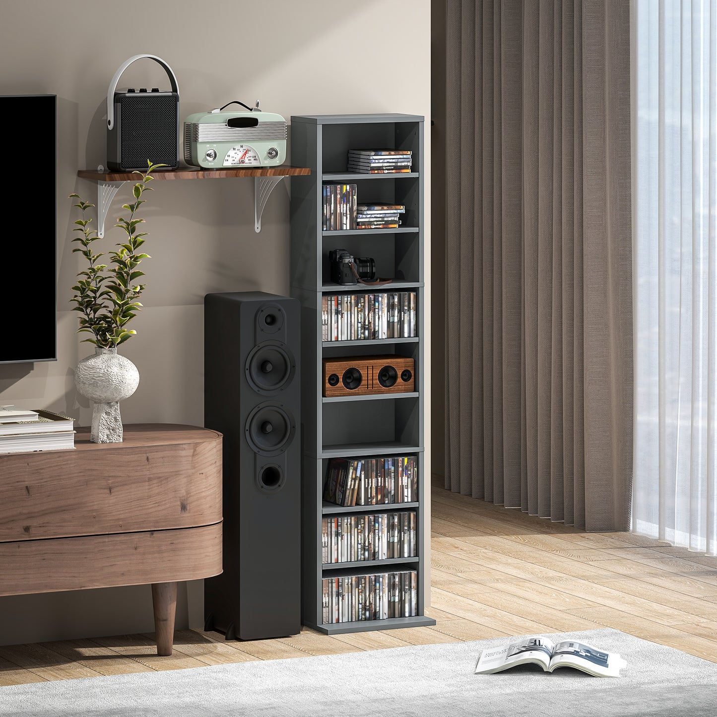 HOMCOM 260 Narrow CD Storage Unit - Grey