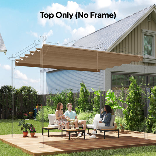 Outsunny Retractable Pergola Cover, 2.55 x 2.5 m Replacement Canopy Fabric for 3 x 3 m Frame, Roof Top Only, Tan