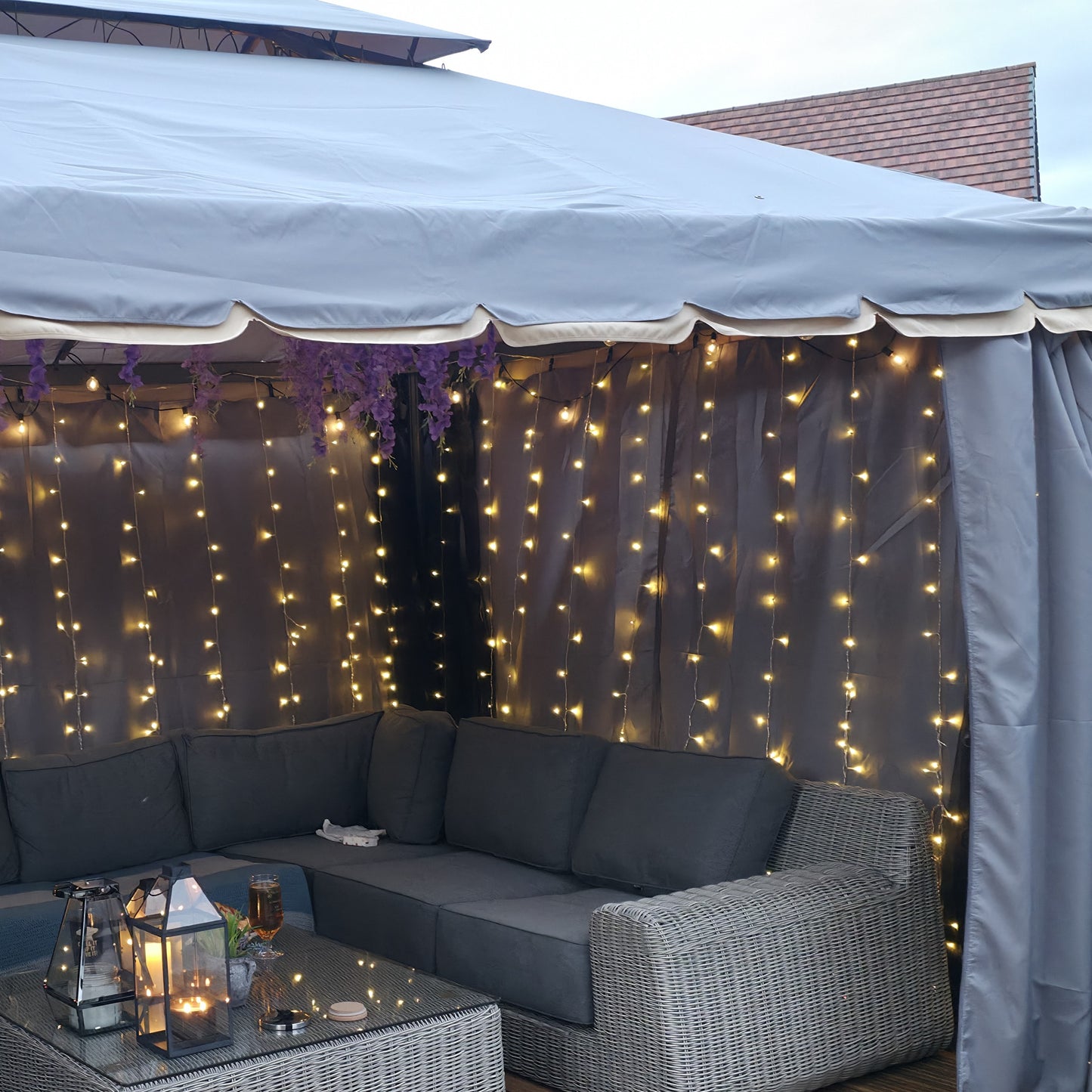 Outsunny 3 x 4m Aluminium Garden Gazebo, Marquee Canopy Shelter Pavilion Party Tent with Nets and Curtains for Garden and Deck, Grey